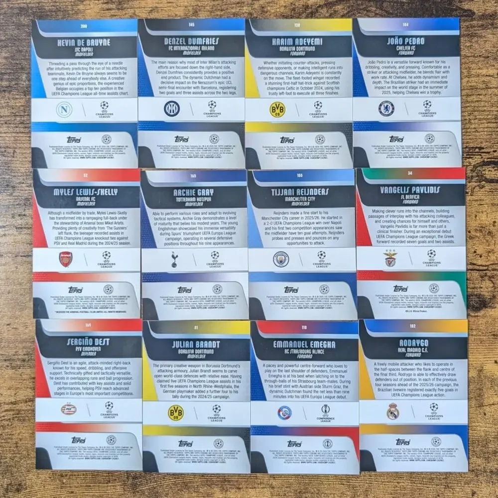 2025-26 Topps Chrome UEFA Refractor X-Fractor Raywave Lot 71 Cards De Bruyne